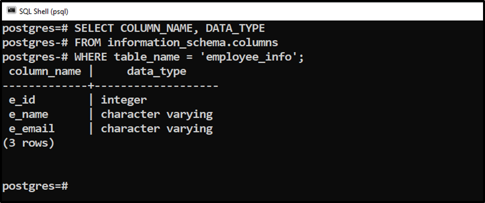 How to Describe Postgres Tables Using SQL Shell (psql) - CommandPrompt Inc.