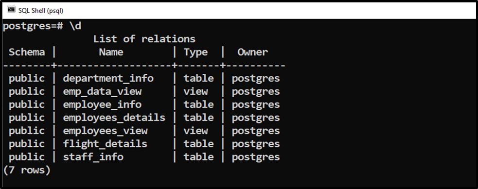 How to Describe Postgres Tables Using SQL Shell (psql) - CommandPrompt Inc.